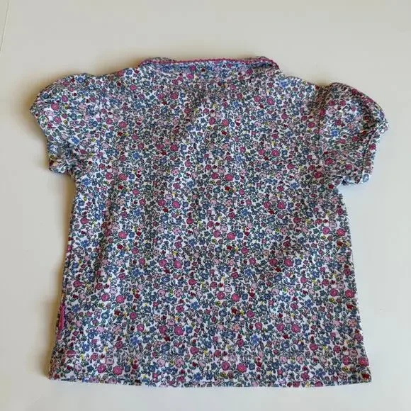 Jojo Maman Bebe Pink Summer Ditsy Floral Polo Shirt Girls Baby 12-18 Months - Picture 9 of 10